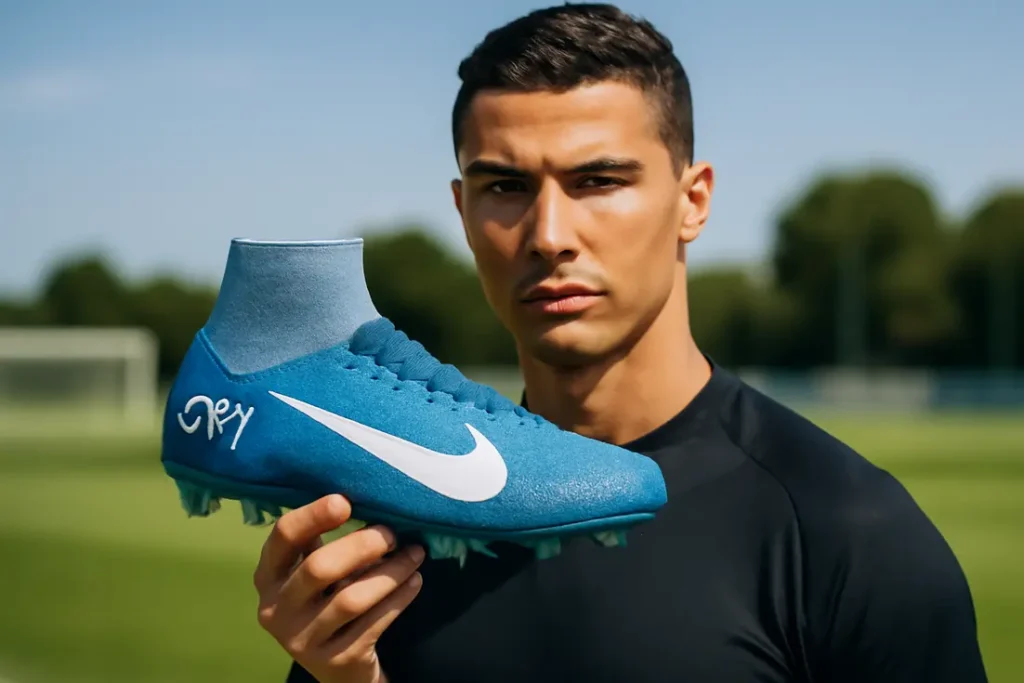 Ronaldo voetbalschoenen zwart-goud close-up
