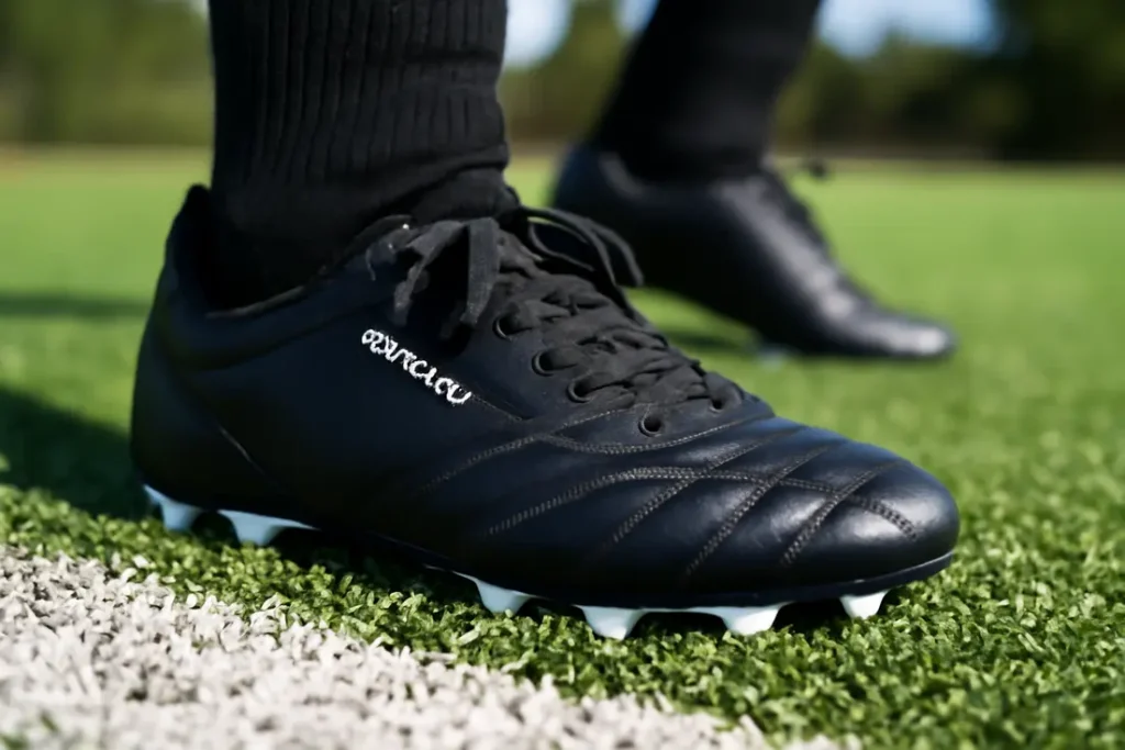 Stanno voetbalschoenen zwart-blauw met noppen close-up